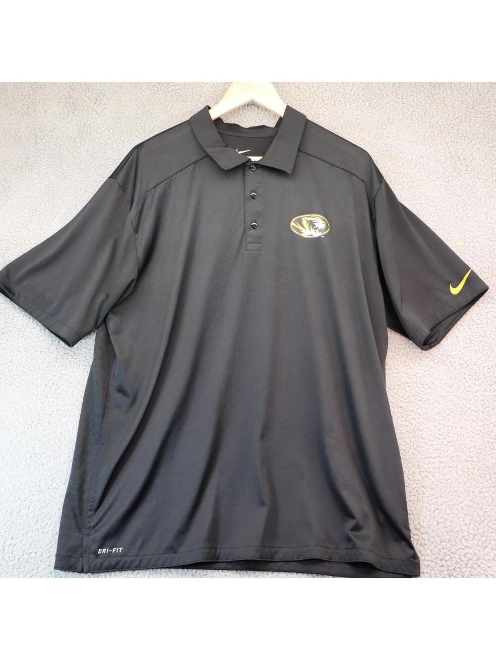 Missouri Tigers Nike Polo Men XL Dri-Fit Gold Mizzou on Back